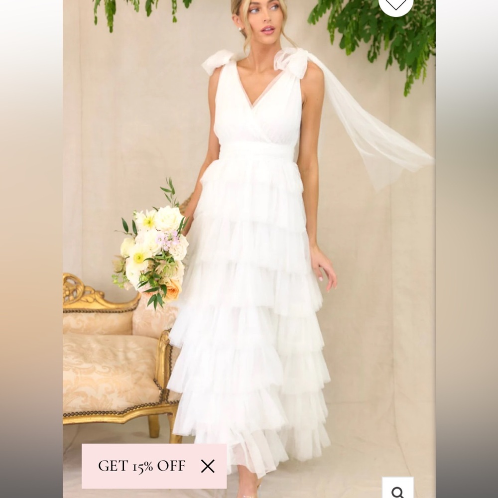 Creating Memories white tiered tulle maxi dress from Red Dress Boutique large
